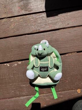 Green Rhino Plush Backpack for Kids